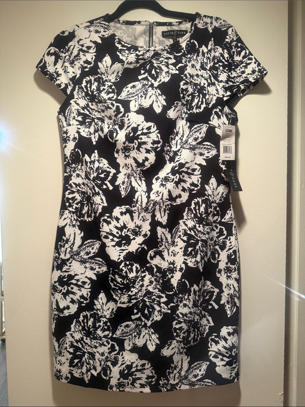 Petite Floral Sheath Midi Dress in Black and White by Tahari